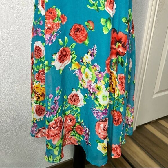 Show Me Your Mumu Aqua Blue Floral Strap Sheath Aqua Blue Mini Dress Sz S - Picture 6 of 12